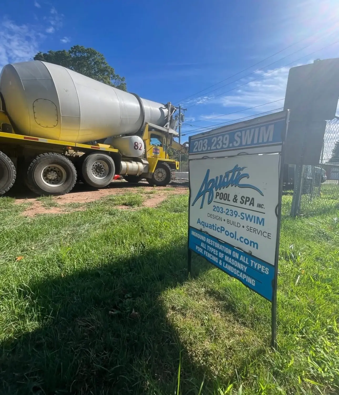 Professional Pool Service and Masonry Equipment on Site